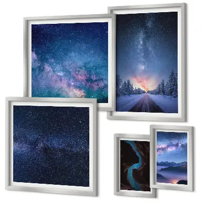 Cosmic nightscapes wall art set of 5 pieces