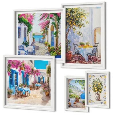 Framed photo set Charming landscapes with flowers