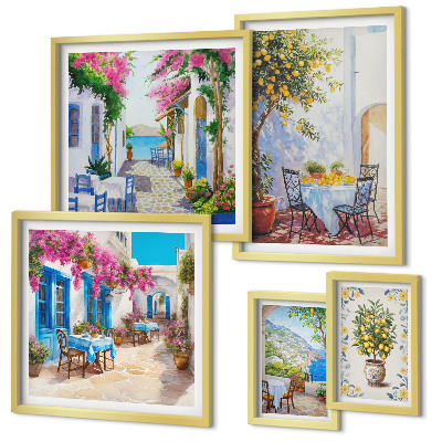 Framed photo set Charming landscapes with flowers