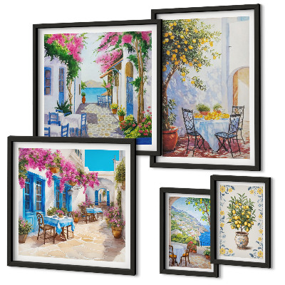 Framed photo set Charming landscapes with flowers