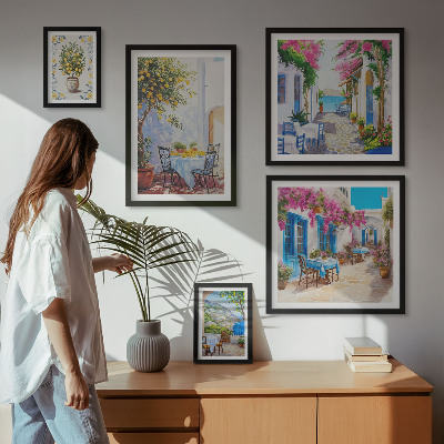 Framed photo set Charming landscapes with flowers