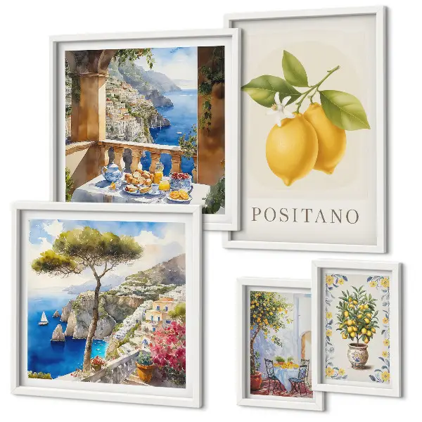 Set of 5 Mediterranean citrus wall art pieces citrus accents style