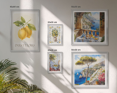 Set of 5 wall art pieces Citrus accents Mediterranean style