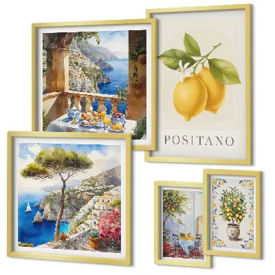 Set of 5 Mediterranean citrus wall art pieces citrus accents style