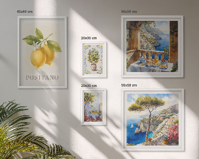 Set of 5 wall art pieces Citrus accents Mediterranean style