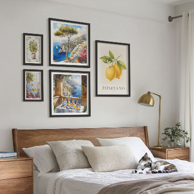 Set of 5 wall art pieces Citrus accents Mediterranean style