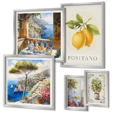 Set of 5 Mediterranean citrus wall art pieces citrus accents style