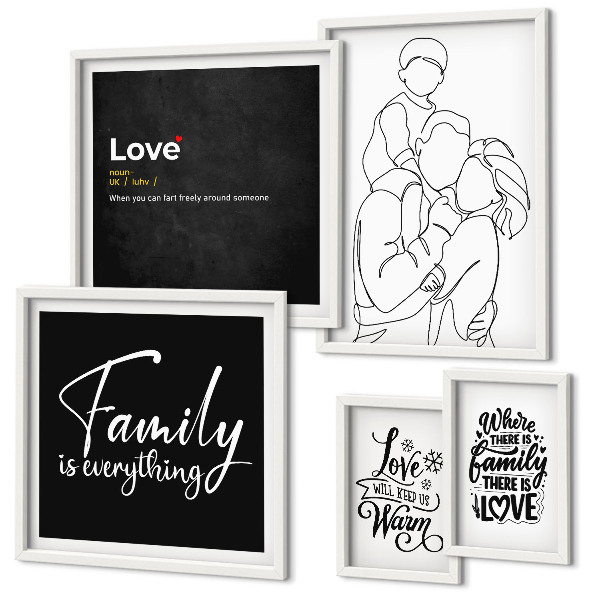 Framed photo set Family values of love and closeness