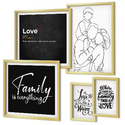 Framed photo set featuring family values of love and closeness