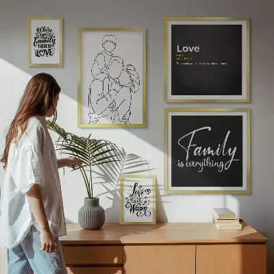Framed photo set featuring family values of love and closeness