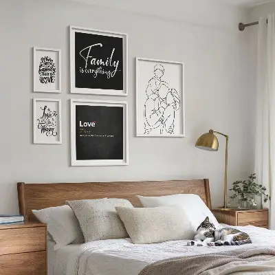 Framed photo set featuring family values of love and closeness