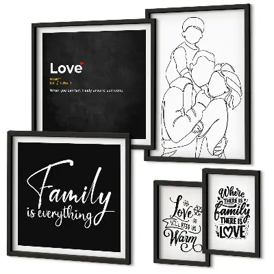 Framed photo set featuring family values of love and closeness