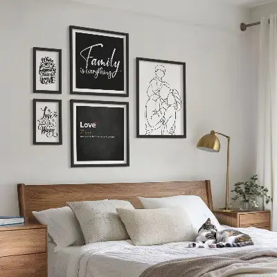 Framed photo set featuring family values of love and closeness