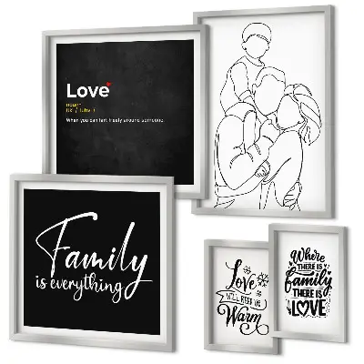 Framed photo set featuring family values of love and closeness
