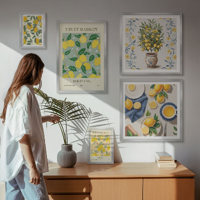 Framed photo set Citrus fresh fruit patterns