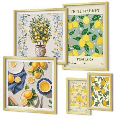 Framed photo set Citrus fresh fruit patterns
