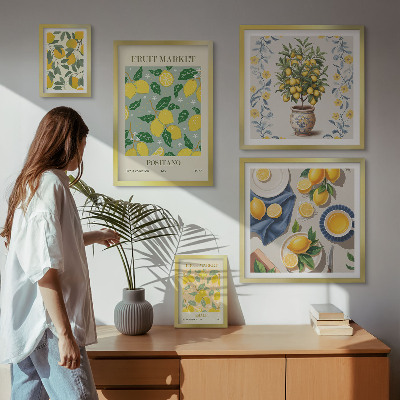 Framed photo set Citrus fresh fruit patterns