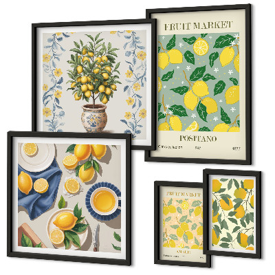 Framed photo set Citrus fresh fruit patterns