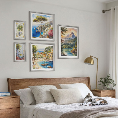 Set of 5 wall art pieces Landscapes of mountains and sea views