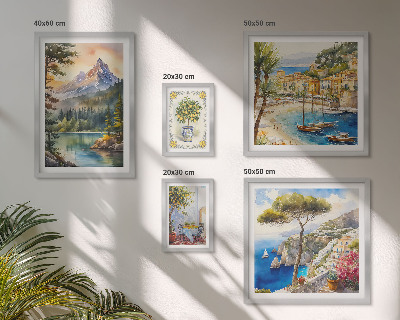 Set of 5 wall art pieces Landscapes of mountains and sea views