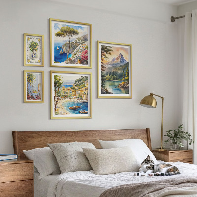 Set of 5 wall art pieces Landscapes of mountains and sea views