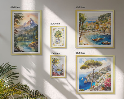 Set of 5 wall art pieces Landscapes of mountains and sea views