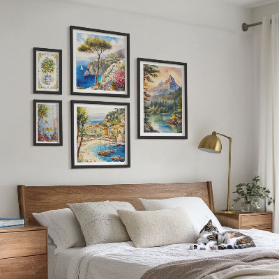Set of 5 wall art pieces Landscapes of mountains and sea views