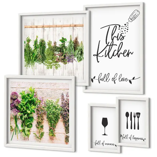 Framed herb photo set kitchen wall art accessories
