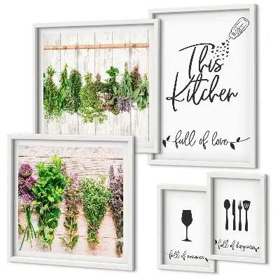 Framed herb photo set kitchen wall art accessories