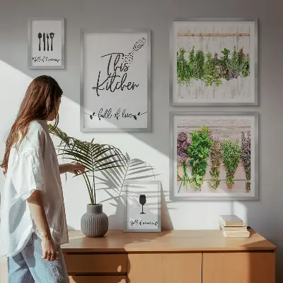 Framed herb photo set kitchen wall art accessories