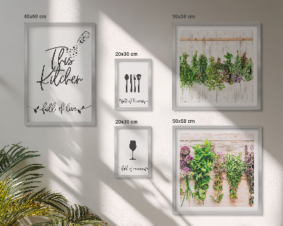 Framed photo set Kitchen love herbs accessories