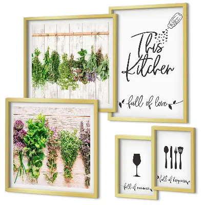 Framed herb photo set kitchen wall art accessories