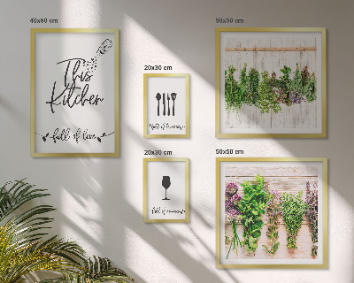 Framed photo set Kitchen love herbs accessories