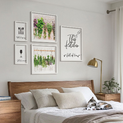Framed photo set Kitchen love herbs accessories