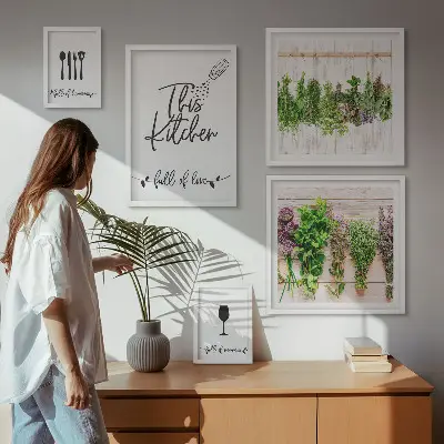Framed herb photo set kitchen wall art accessories