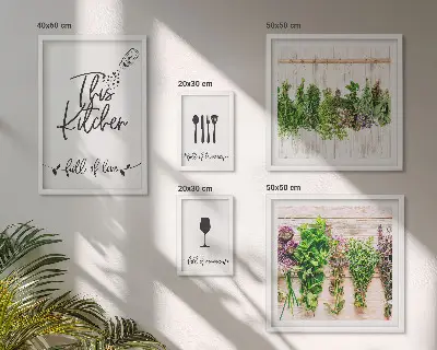 Framed herb photo set kitchen wall art accessories