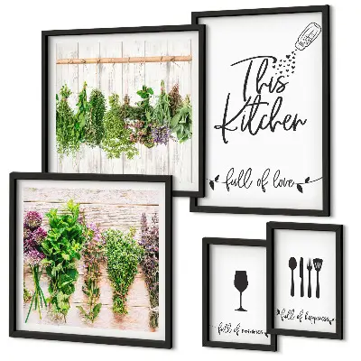 Framed herb photo set kitchen wall art accessories