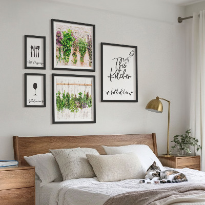 Framed photo set Kitchen love herbs accessories