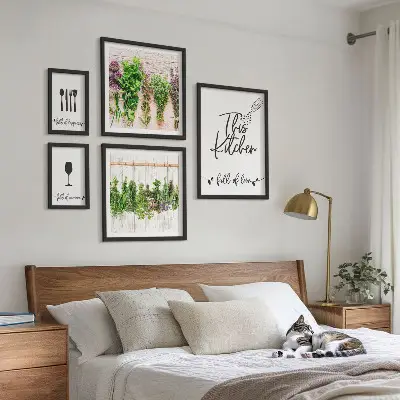 Framed herb photo set kitchen wall art accessories