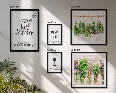 Framed herb photo set kitchen wall art accessories