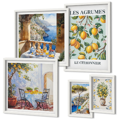 Set of 5 wall art pieces Citrus inspirations Provence