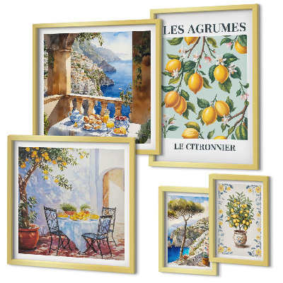 Set of 5 wall art pieces Citrus inspirations Provence
