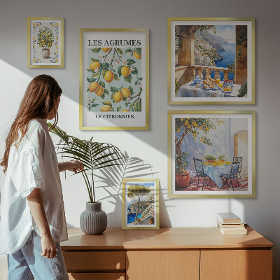 Set of 5 wall art pieces Citrus inspirations Provence