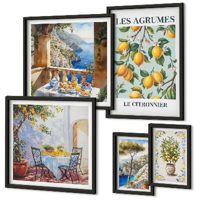 Set of 5 wall art pieces Citrus inspirations Provence