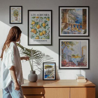 Set of 5 wall art pieces Citrus inspirations Provence