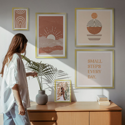 Set of 5 wall art pieces Boho style nature positive slogans