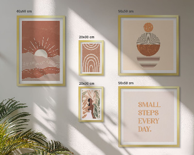 Set of 5 wall art pieces Boho style nature positive slogans