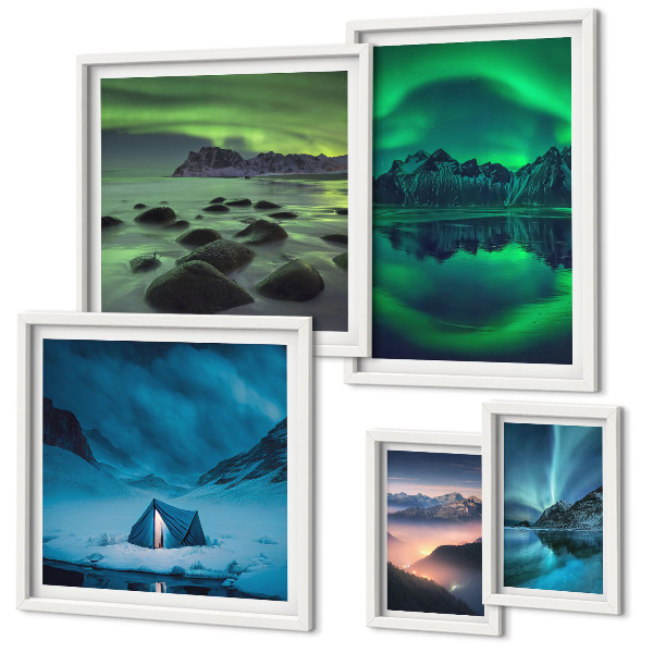 Gallery wall Winter landscapes of the aurora mountains