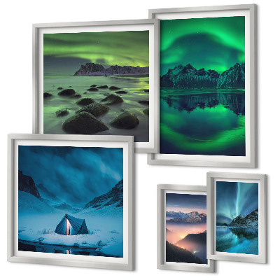Gallery wall Winter landscapes of the aurora mountains