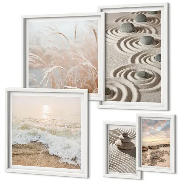 Set of 5 wall art pieces featuring relaxing nature landscapes